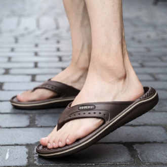 Män Andas Lättvikts Mjuk Botten Solid Beach Flip Flops Casual Tofflor