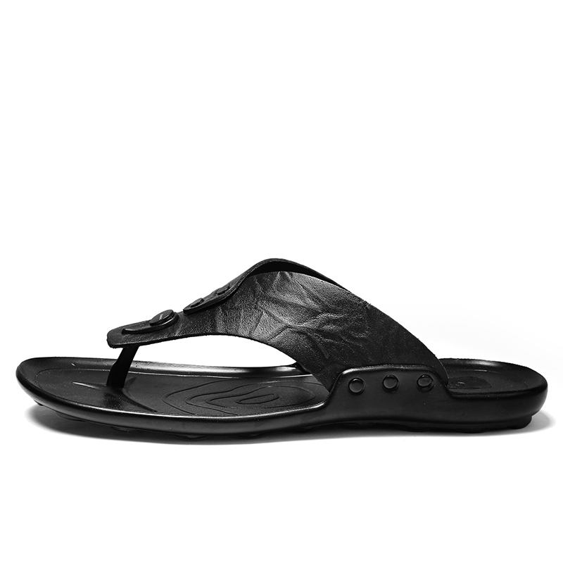 Män Läder Andas Mjuk Sula Halkfri Utomhus Flip Flops Casual Tofflor