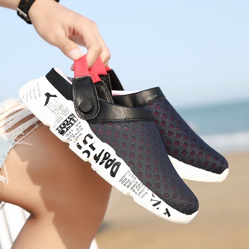 Män Mesh Non Slip Two Ways Mjuk Sula Färgglada Casual Beach Tofflor