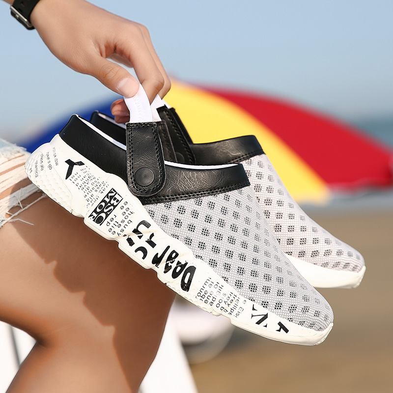 Män Mesh Non Slip Two Ways Mjuk Sula Färgglada Casual Beach Tofflor