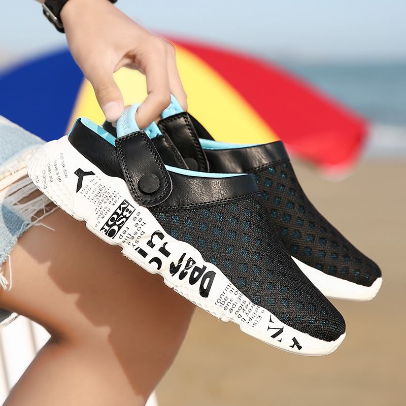 Män Mesh Non Slip Two Ways Mjuk Sula Färgglada Casual Beach Tofflor