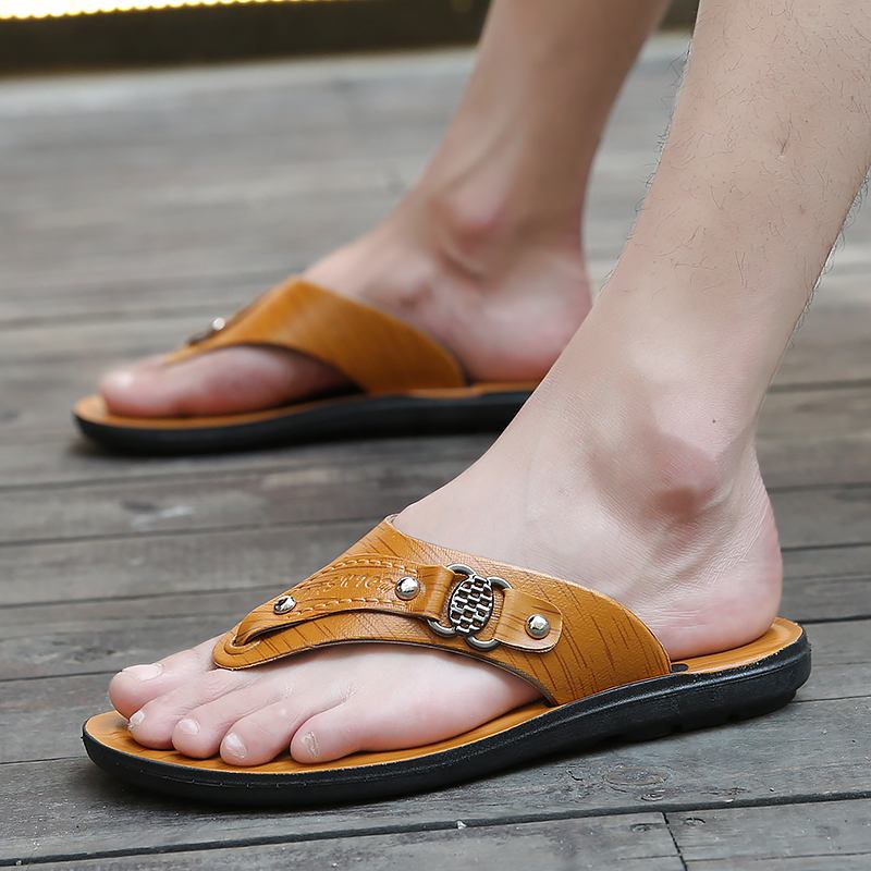 Män Microfiber Andas Mjuk Botten Clip Toe Casual Beach Tofflor