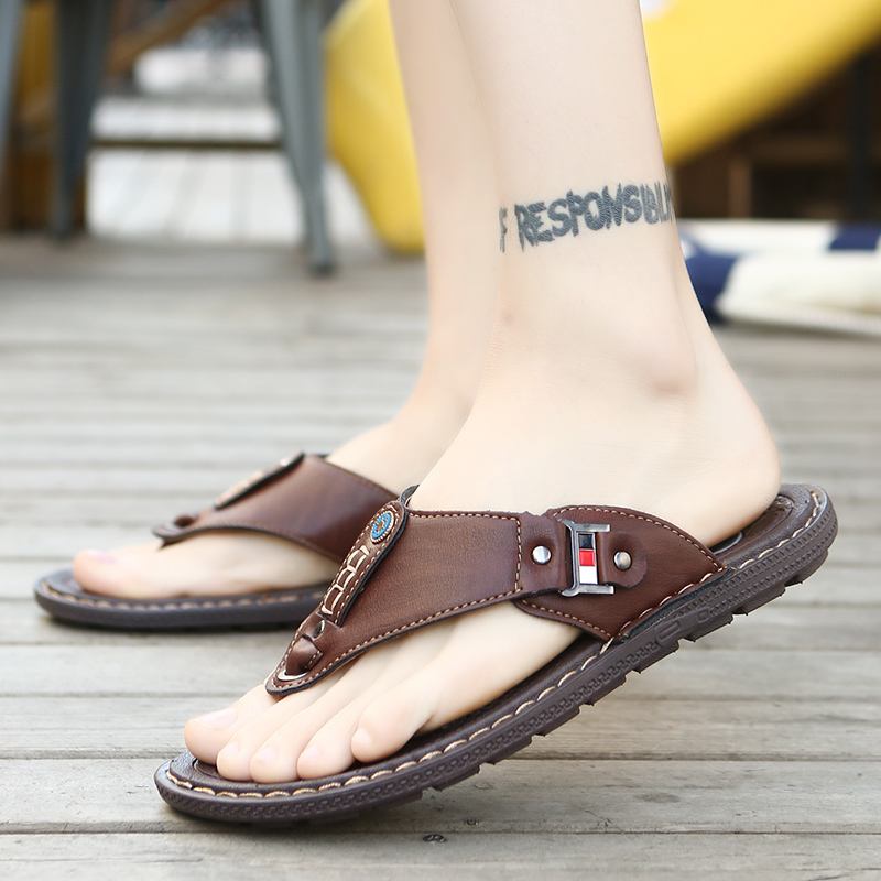 Mjuk Sula För Män Halkfria Solida Flip Flops Casual Tofflor