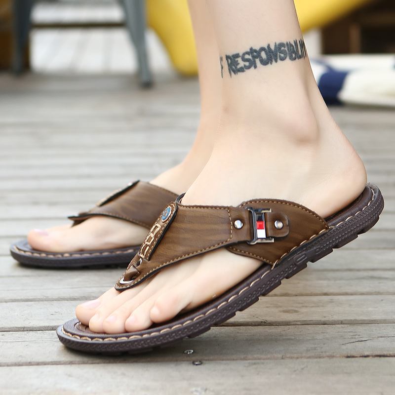 Mjuk Sula För Män Halkfria Solida Flip Flops Casual Tofflor