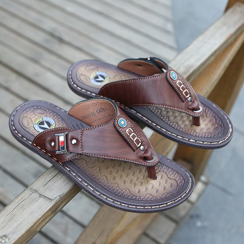 Mjuk Sula För Män Halkfria Solida Flip Flops Casual Tofflor