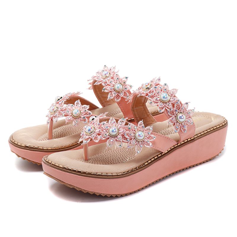 Retro Rhinestone Flowers Soft Tofflor