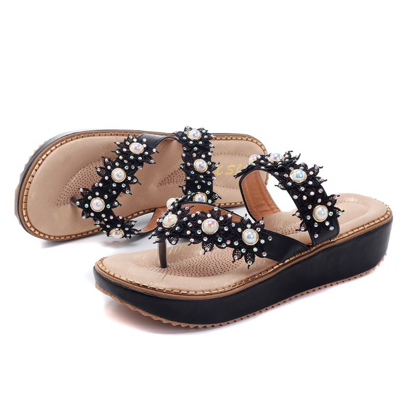 Retro Rhinestone Flowers Soft Tofflor