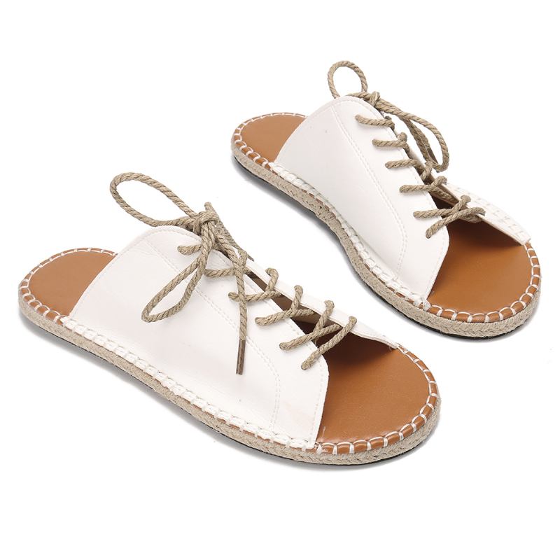 Stor Storlek Kvinnor Casual Peep Toe Strappy Espadrilles Platta Sandaler