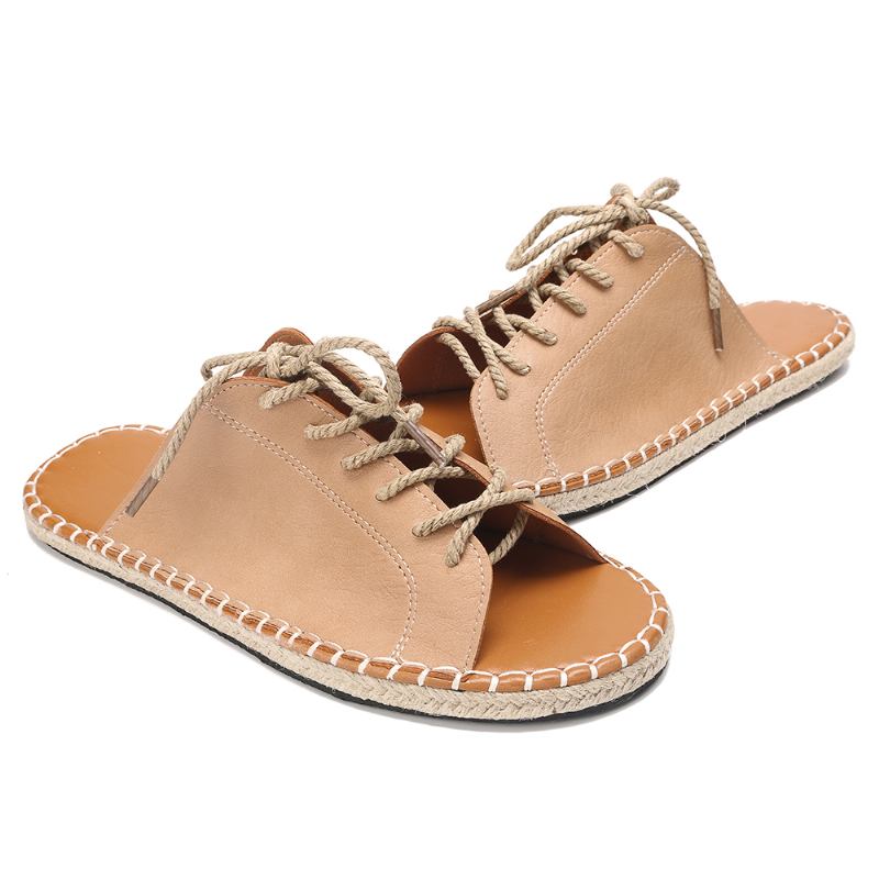 Stor Storlek Kvinnor Casual Peep Toe Strappy Espadrilles Platta Sandaler