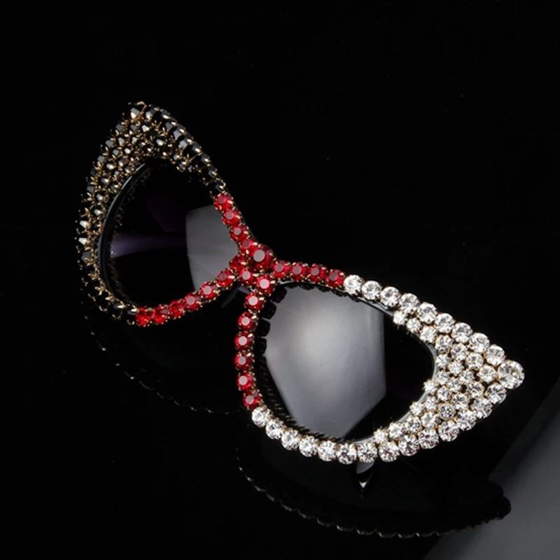 Färg Pearl Rhinestone Katt Eye Kvinnlig Personlighet Diamantglasögon Solglasögon