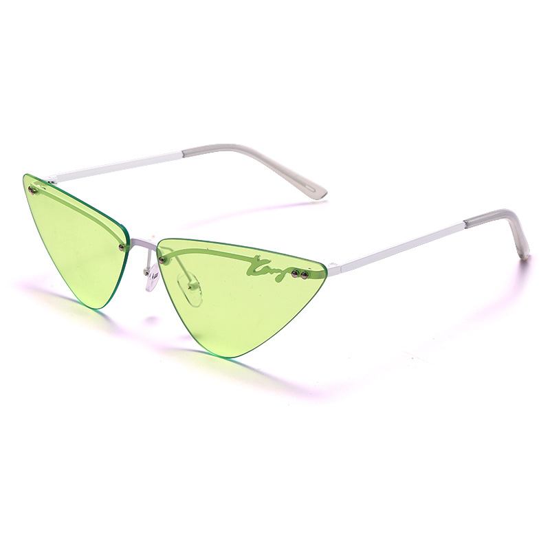 Rimless Mode Trim Katt Eye Solglasögon Solglasögon Triangel Solglasögon