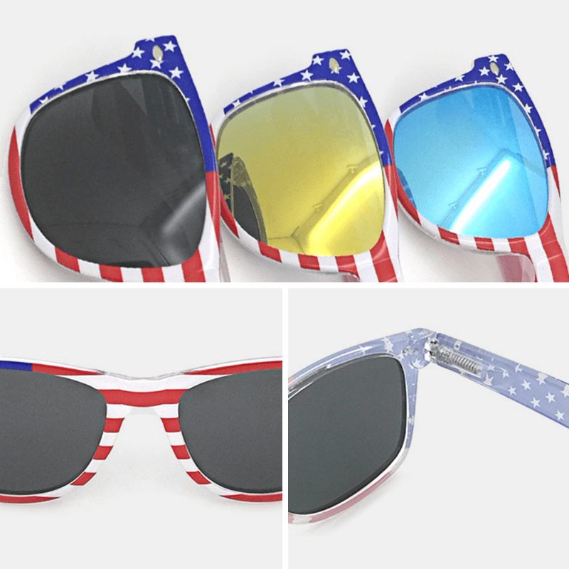 Unisex Patriotic Polarspex 80-tal Retro Trendiga Snygga Solglasögon