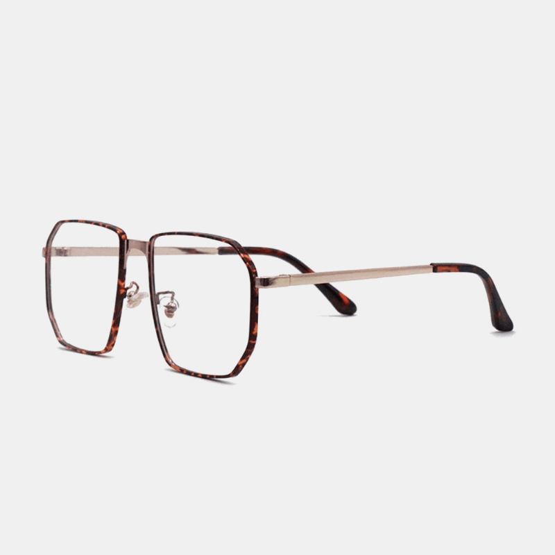 Unisex Polygonal Metall Full Båge Myopia Glasögon Båge Anti-blue Light Mode Flat Glasögon