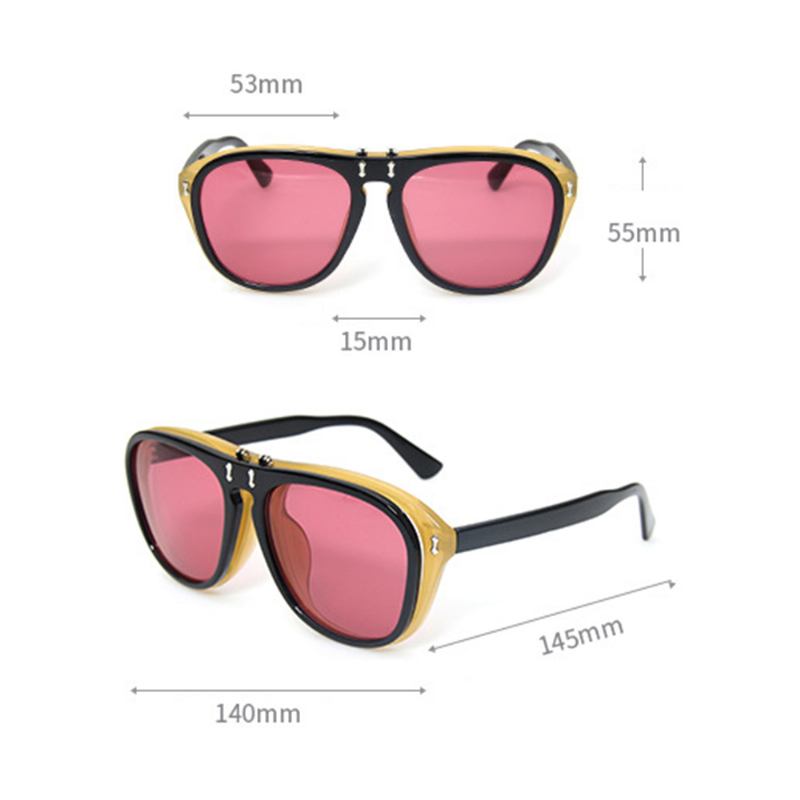 Uv400 Unisex Retro Personality Metal Frame Flip Solglasögon