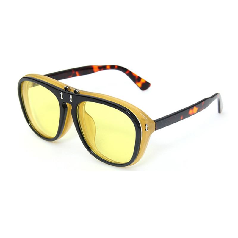 Uv400 Unisex Retro Personality Metal Frame Flip Solglasögon