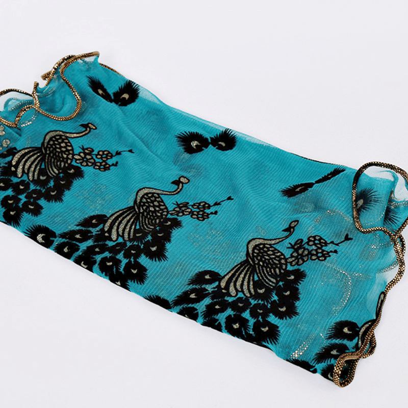 190 cm Kvinnor Peacock Mönster Spets Scarves Sjal Casual Rese Mjuk Scarf