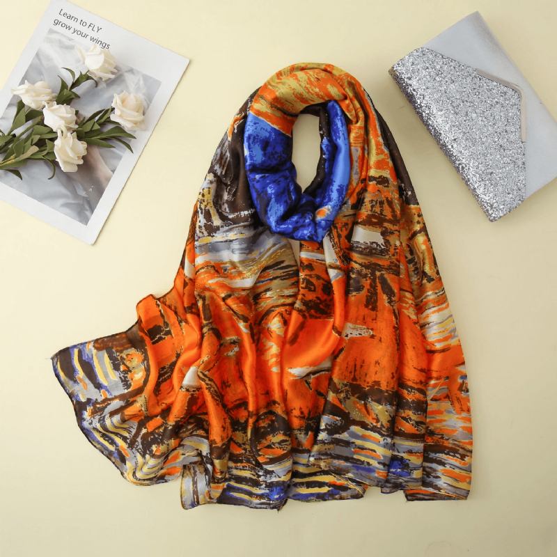 Art Scarf Summer Sunscreen Sjal Siden