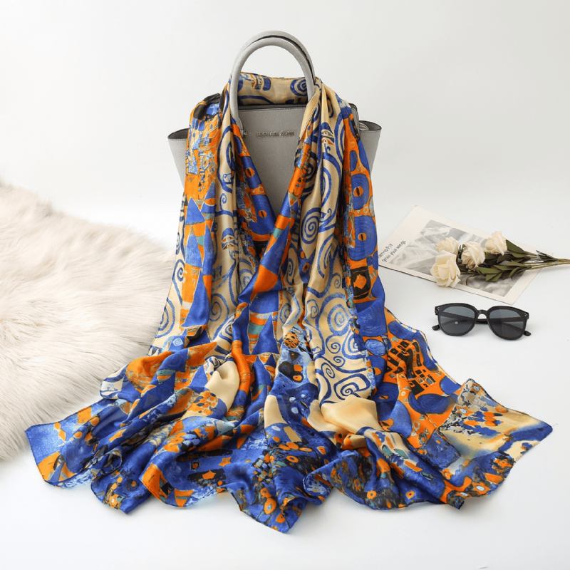 Art Scarf Summer Sunscreen Sjal Siden