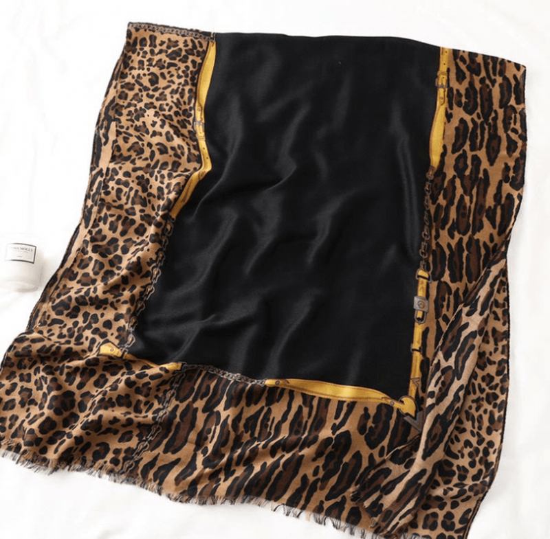 Bomullssjal För Män Och Kvinnor Casual Leopard Med Tryck Lång Gaze Scarf