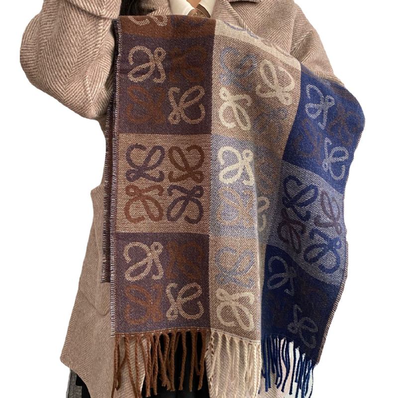 Color-blocking Presbyopia Lowe Imitation Cashmere Scarf Fringed