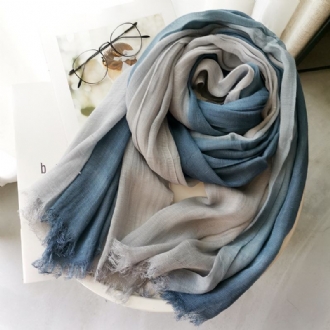 Dam Bomull Gradient Kontrast Färg Dam Casual Elegant Vinter Höst Håll Värmen Nackskydd Multi-purpose Scarf Sjal