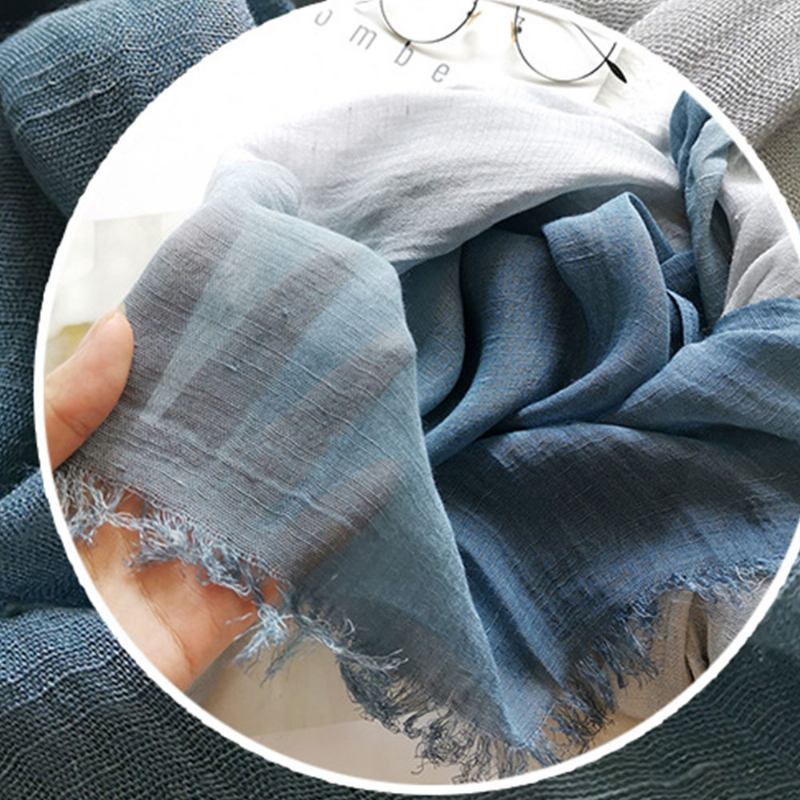 Dam Bomull Gradient Kontrast Färg Dam Casual Elegant Vinter Höst Håll Värmen Nackskydd Multi-purpose Scarf Sjal