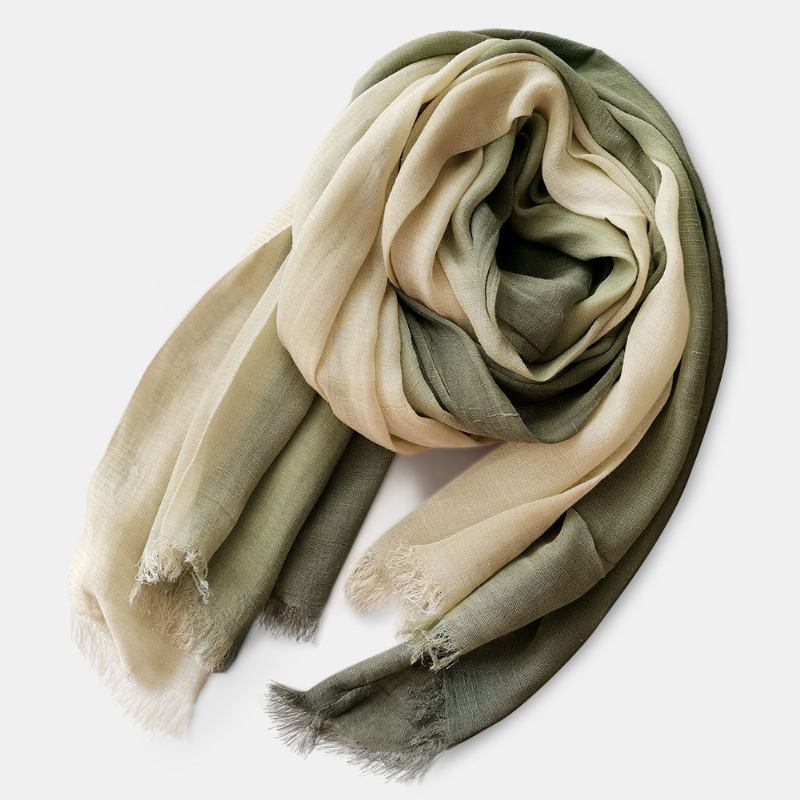 Dam Bomull Gradient Kontrast Färg Dam Casual Elegant Vinter Höst Håll Värmen Nackskydd Multi-purpose Scarf Sjal