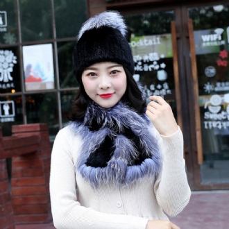 Dam Warm Mode Mink Hat Scarf Förtjockning