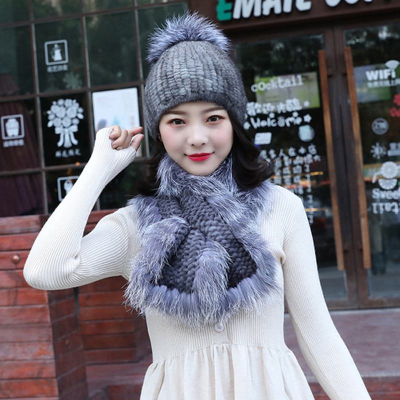 Dam Warm Mode Mink Hat Scarf Förtjockning