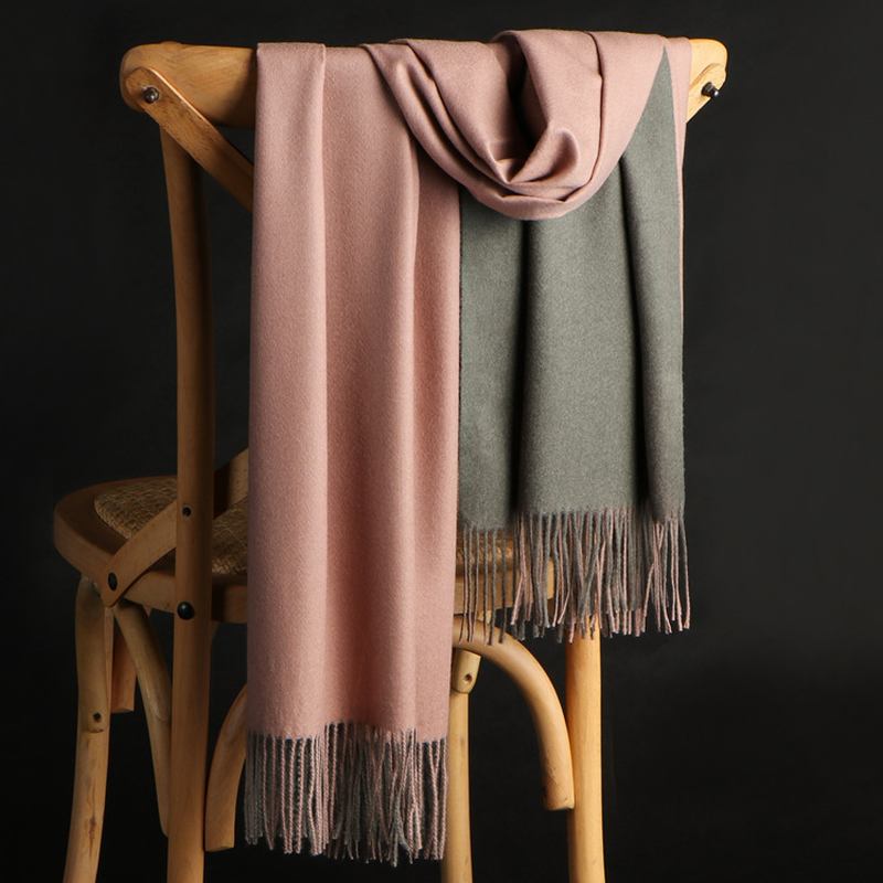 Dubbelsidig Cashmere Scarf Dam Vinter Koreansk Stil Wild Tofs Sjal