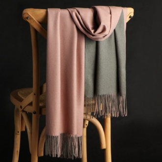 Dubbelsidig Cashmere Scarf Dam Vinter Koreansk Stil Wild Tofs Sjal