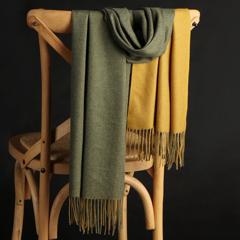 Dubbelsidig Cashmere Scarf Dam Vinter Koreansk Stil Wild Tofs Sjal