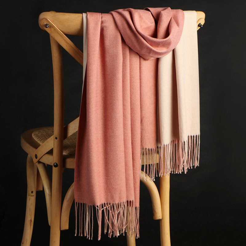 Dubbelsidig Cashmere Scarf Dam Vinter Koreansk Stil Wild Tofs Sjal