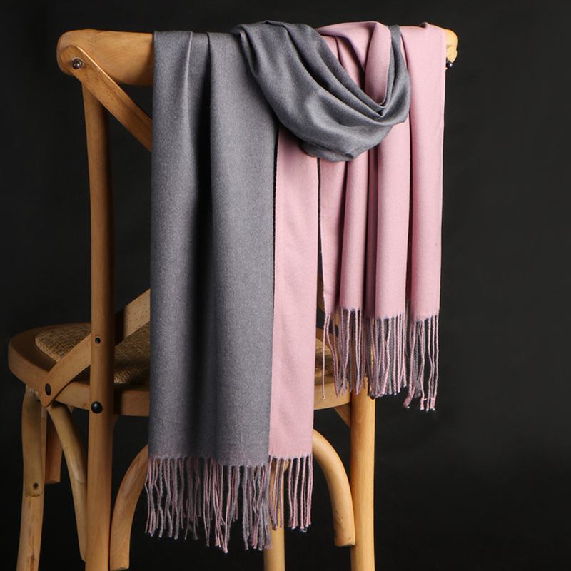 Dubbelsidig Cashmere Scarf Dam Vinter Koreansk Stil Wild Tofs Sjal