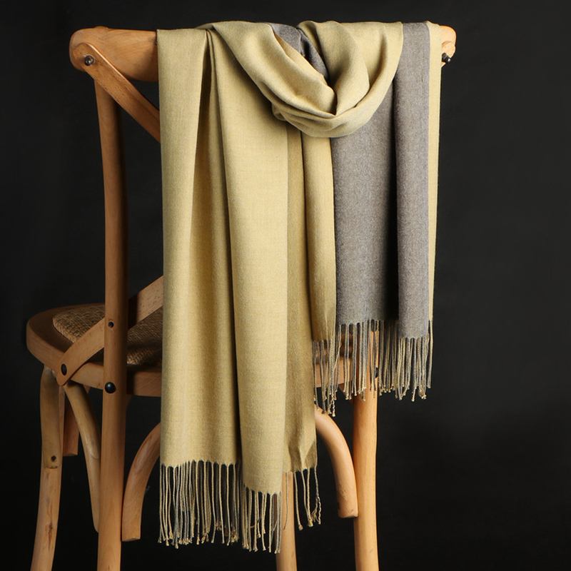 Dubbelsidig Cashmere Scarf Dam Vinter Koreansk Stil Wild Tofs Sjal