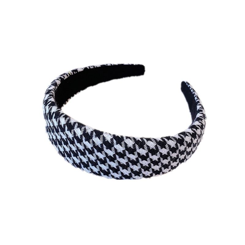 Houndstooth Sponge Pannband Mode Wide Edge Tyg