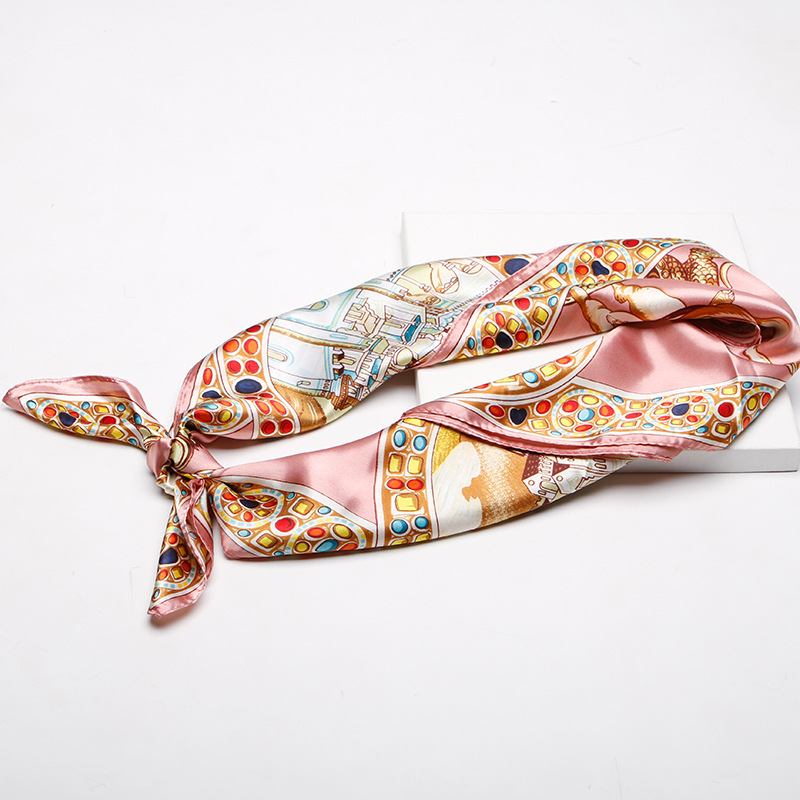 Imitation Silk Palace Med Tryck Sidenscarf Dam 90cm