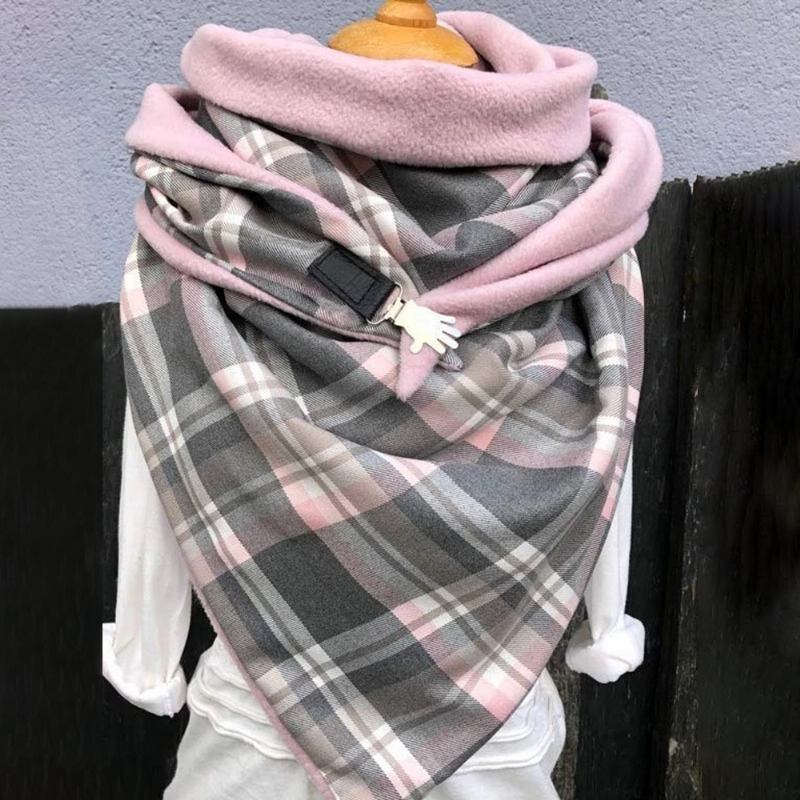 Kvinnor Bomull Plus Tjock Håll Värmen Vinter Utomhus Casual Galler Mönster Kontrastfärg Multi-purpose Scarf Sjal