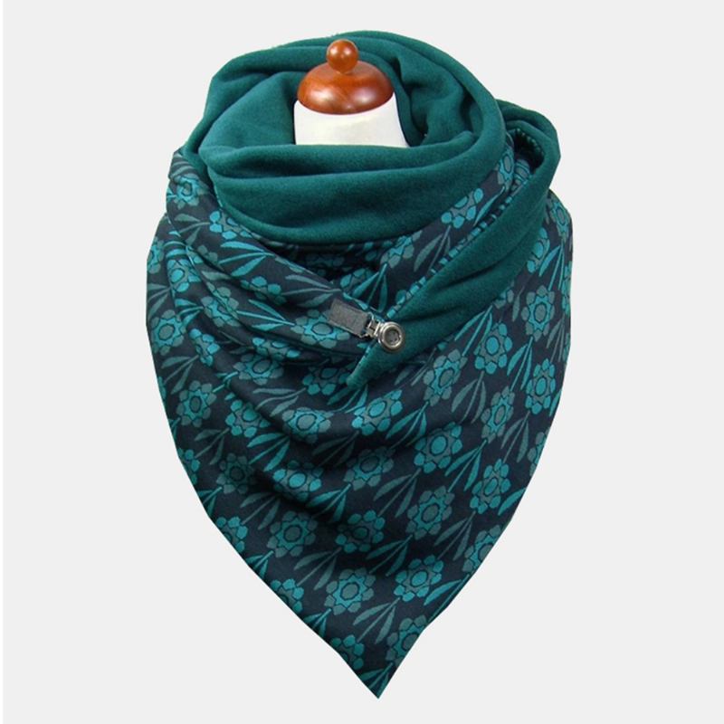 Kvinnor Bomull Plus Tjock Håll Varm Vinter Utomhus Casual Blommig Tryckmönster Multi-purpose Scarf Sjal