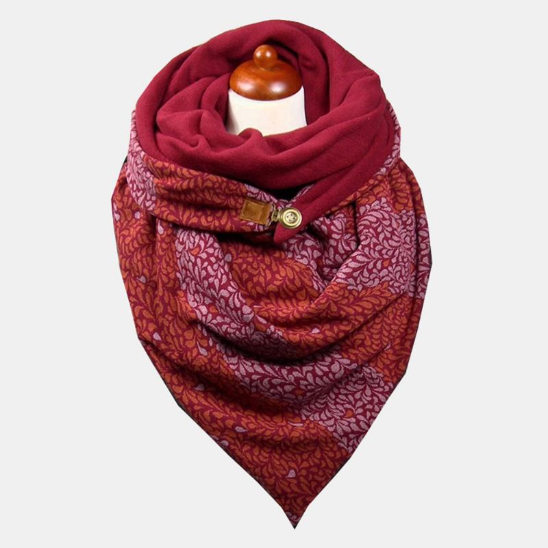 Kvinnor Bomull Plus Tjock Håll Varm Vinter Utomhus Casual Blommönster Multi-purpose Scarf Sjal