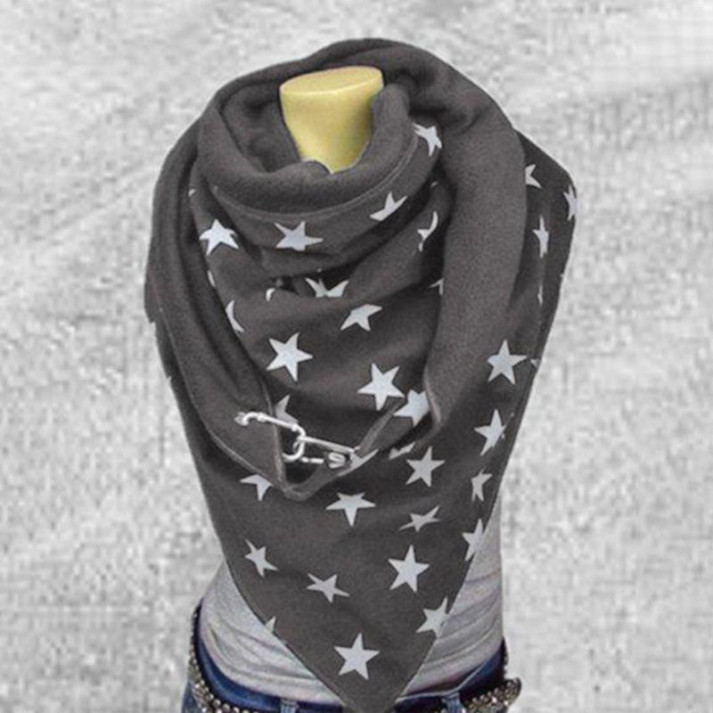 Kvinnor Bomull Plus Tjock Håll Varm Vinter Utomhus Casual Stars Mönster Multi-purpose Scarf Sjal