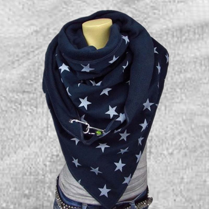 Kvinnor Bomull Plus Tjock Håll Varm Vinter Utomhus Casual Stars Mönster Multi-purpose Scarf Sjal