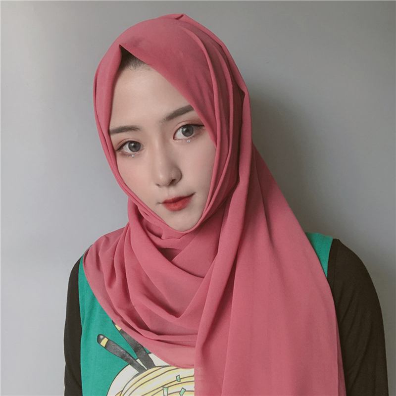 Kvinnor Enfärgad Scarf Hijab Chiffong Lång Scarf