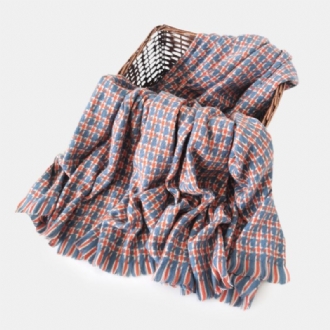 Kvinnor Konstgjord Kashmir Färgglad Houndstooth Vävd Tofs Mode Värme Sjal Scarf