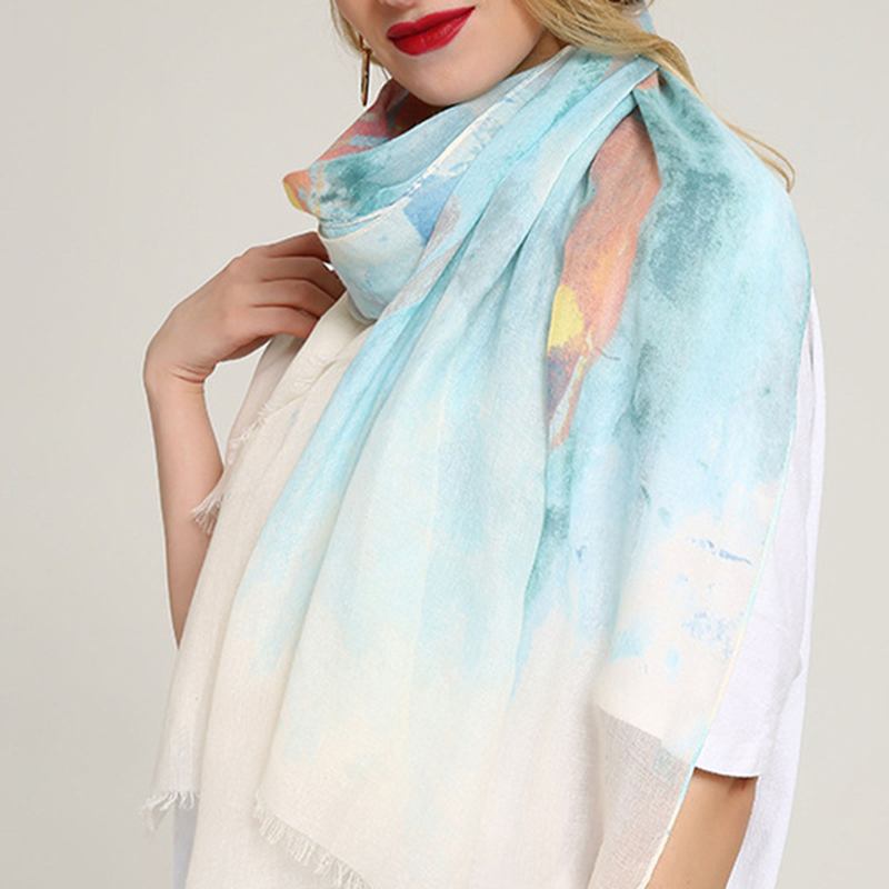 Kvinnor Mode Utskrift Butterfly Scarf Beach Outdoor Sjal