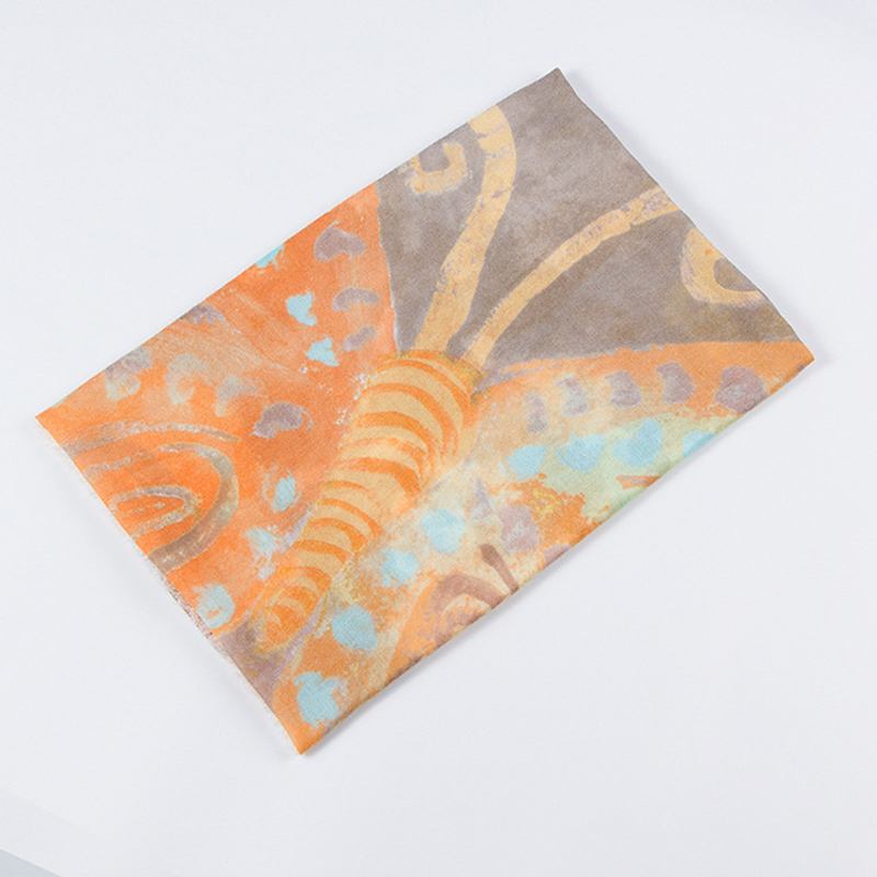 Kvinnor Mode Utskrift Butterfly Scarf Beach Outdoor Sjal