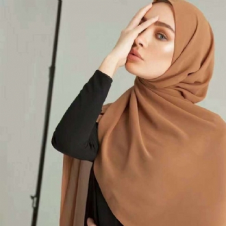 Kvinnor Monokrom Etnisk Pärla Chiffong Bubble Handduk Pannband Hijab Scarf Arabisk Sjal Turban Hatt