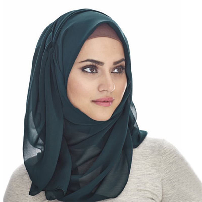 Kvinnor Monokrom Etnisk Pärla Chiffong Bubble Handduk Pannband Hijab Scarf Arabisk Sjal Turban Hatt