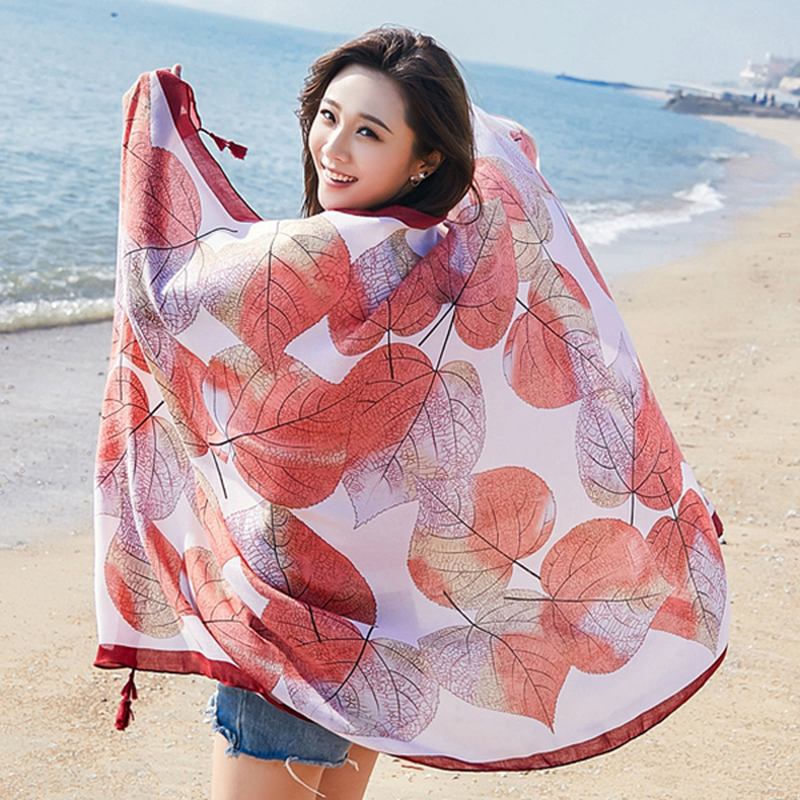 Kvinnor Utskrift Summer Sunshade Beach Scarves Sjal