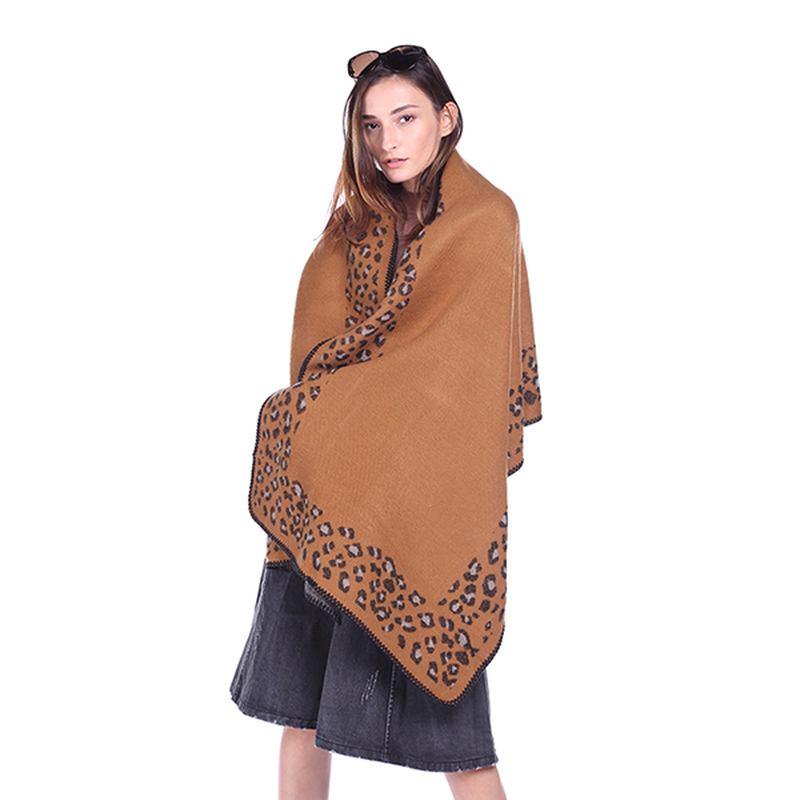 Kvinnor Utskrift Vinter Varm Scarf Casual Leopard Mönster Filt Scarf Sjal